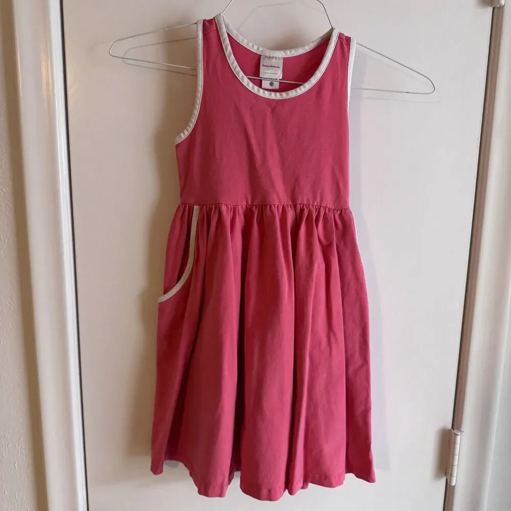 Girls Hanna Andersson Racerback Skater Dress with Pockets Luminous Coral 6-7 120